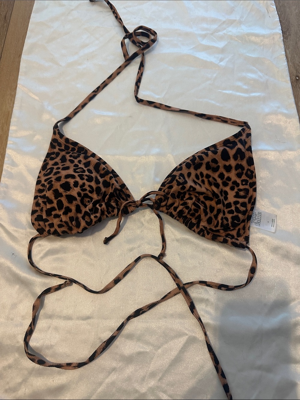 wild fable Leopard Print Brown and Black Triangle Bikini Top